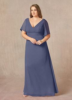 Azazie Alessa Mother of the Bride Dresses Stormy A-Line V-Neck Pleated Chiffon Dress image9