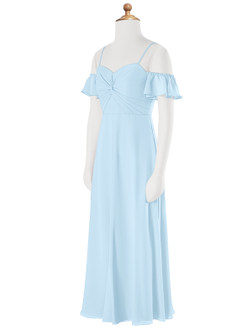 Azazie Juna Junior Sky Blue A-Line Off the Shoulder Chiffon Dress image8