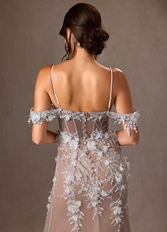 Azazie Alethea Wedding Dresses Diamond White Sand Mermaid Strapless Lace Dress image9