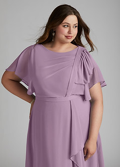 Azazie Aaliyah Modest Bridesmaid Dresses A-Line Scoop Pleated Chiffon Floor-Length Dress image11