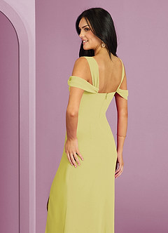 Barbie ♥ Azazie Jurken voor bruidsmeisjes Jurk van Chiffon met A-Lijn Off the Shoulder Citroensorbet image2