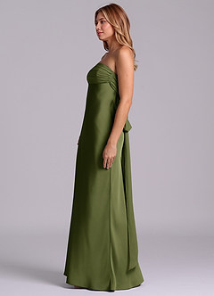 Azazie Ailanie Brudtärnklänningar Klä av Tubklänning i Stretch Satin Axelbandslös Oliv image6