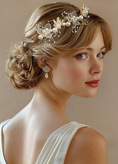 front Princess Style Blommig Pearl Head Crown