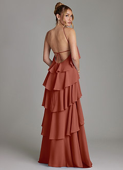 Azazie Deena Abiti da Damigella Abito A-Line in Chiffon Drappeggiato Auburn image2