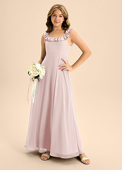 Azazie Callie Junior Blushing Pink A-Line Ruched Chiffon Dress image6