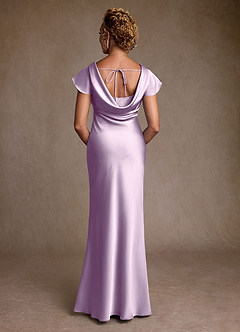 Azazie Shelby Mother of the Bride Dresses Frosted Lilac Mermaid Pleated Stretch Satin Dress image2