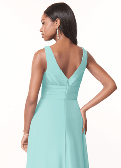 Azazie Julianna Brautjungfernkleider A-Linie Chiffon Kleid Aqua image4