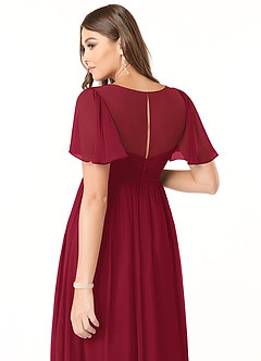 Azazie Verna Abiti da damigella d'onore premaman Abito A-Line Increspato con Scollo a V Chiffon Floor-Length image6
