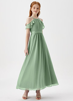 Azazie Chaya Junior Vestido de Matcha de Gasa de Corte En A con Vestidos sin tirantes image6