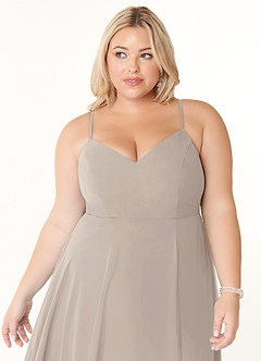 Azazie Clarissa Bridesmaid Dresses Frost A-Line V-Neck Chiffon Dress image11