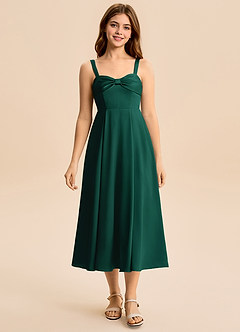 Azazie Ramona Junior Emerald A-Line Sweetheart Neckline Stretch Satin Dress image4