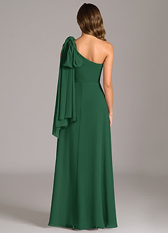 Azazie Tella Kleider zum Anprobieren zu Hause A-Linie One-Shoulder Chiffon Kleid Dunkelgrün image7