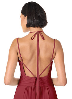 Azazie Farren Bridesmaid Dresses Pomegranate A-Line Pleated Chiffon Convertible Dress image6