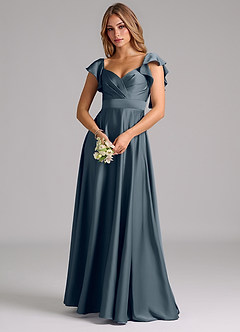 Azazie Leilani Bridesmaid Dresses Twilight A-Line Ruched Stretch Satin Dress image7