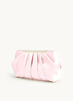 front Matching Color Matte Satin Pleated Clutch
