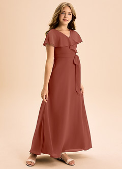 Azazie Lainey Junior Auburn A-Line with Pockets Chiffon Dress image1