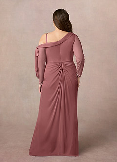 Azazie Marna Kleider für die Brautmutter Etui One-Shoulder Gittergewebe Kleid Wüstenrose image8