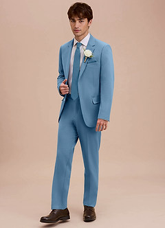 front Ethan Steel Blue Refined Weave Performance Suit