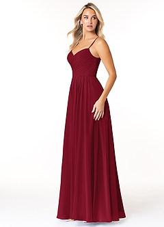 Azazie Lisbon Bridesmaid Dresses Burgundy A-Line Sweetheart Neckline Chiffon Dress image4