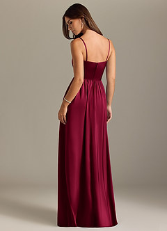 Azazie Calianna Bridesmaid Dresses Burgundy A-Line Off the Shoulder Stretch Satin Convertible Dress image2