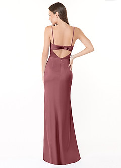 Azazie Leonis Bridesmaid Dresses Desert Rose Mermaid Pleated Stretch Satin Convertible Dress image4