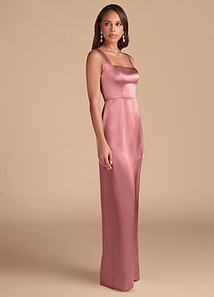 Azazie Flori Bridesmaid Dresses Rosette Sheath Side Slit Metallic Satin Dress image5