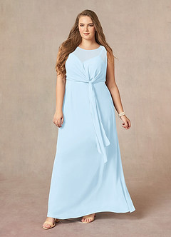 Azazie Marchioness Mother of the Bride Dresses Sky Blue A-Line Scoop Pleated Chiffon Dress image10