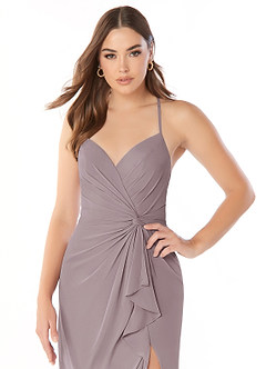 Azazie Aribella Bridesmaid Dresses Dusk Sheath Ruched Chiffon Dress image5