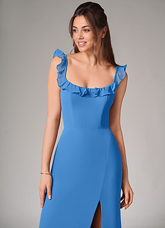 Azazie Callie Bridesmaid Dresses Blue Jay Mermaid Side Slit Chiffon Convertible Dress image6