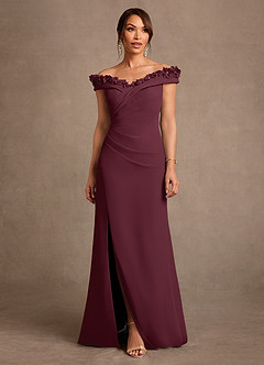 Azazie Jettie Mother of the Bride Dresses Cabernet Sheath Pleated Chiffon Dress image1