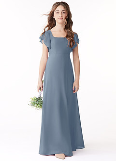 Azazie Bondi Junior Twilight A-Line Bow Chiffon Dress image2