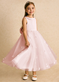 Azazie Angel vestidos de niña de las flores Vestido de Rosa Rubor de Tul de Princesa con Lazo image2