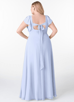 Azazie Syenna Abiti da Damigella Abito A-Line in Chiffon Increspato Ghiaccio image7