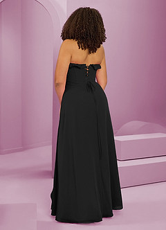 Barbie ♥ Azazie Brautjungfernkleider A-Linie Herzausschnitt Chiffon Kleid Schwarz image13
