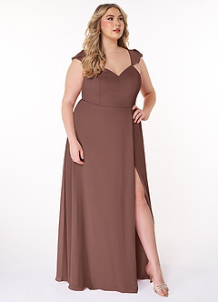 Azazie Everett Bridesmaid Dresses Espresso A-Line V-neck Ruched Chiffon Dress image9