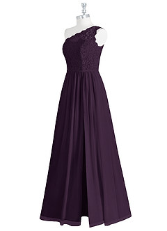 Azazie Demi Bridesmaid Dresses Plum A-Line One Shoulder Chiffon Dress image10