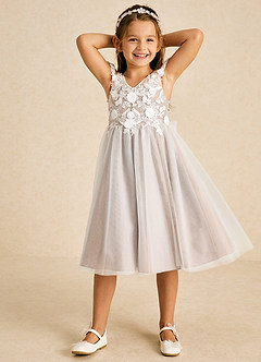 Azazie Sunnie Flower Girl Dresses English Rose A-Line Lace Tulle Dress image4