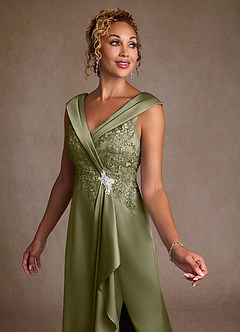 Azazie Santa Monica Mother of the Bride Dresses Pistachio A-Line Lace Dress image5