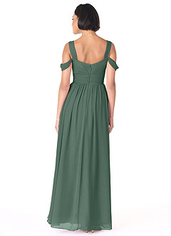 Azazie Lianne Bridesmaid Dresses Sea Moss A-Line Off the Shoulder Chiffon Dress image4