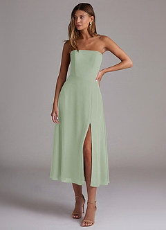 Azazie Wren Bridesmaid Dresses Dusty Sage A-Line Strapless Chiffon Dress image1