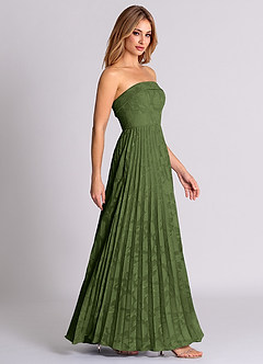 Azazie Mariana Bridesmaid Dresses Olive A-Line Strapless Floral Burnout Convertible Dress image6