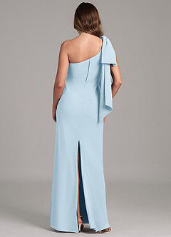 Azazie Capri 신부 들러리 드레스 A라인 한쪽 어깨 쉬폰 바닥 길이 드레스 image2