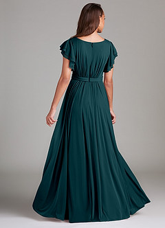Azazie Daphne Abiti da damigella modesti Abito A-Line Increspato Maglia Floor-Length image2