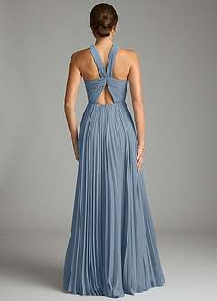 Azazie Afra Abiti da Damigella Abito A-Line in Chiffon Plissettato Blu Polveroso image2