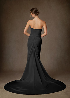 Azazie Begonia Wedding Dresses Black Sheath Strapless Stretch Satin Dress image5