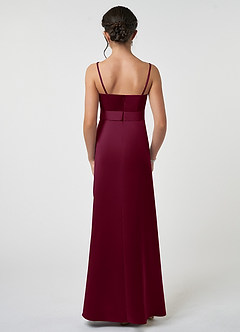 Azazie Anina Junior Mulberry A-Line Bow Stretch Satin Dress image2