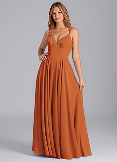 Azazie Darana Bridesmaid Dresses Cinnamon A-Line Corset Chiffon Dress image3
