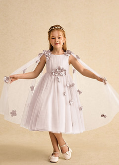 Azazie Staria Flower Girl Dresses Rose Petal Ball-Gown Ruched Tulle Dress image4