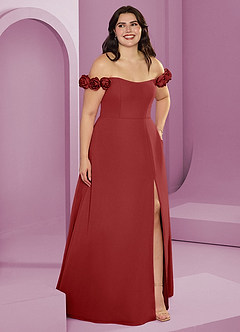 Barbie ♥ Azazie Robes de demoiselle d'honneur Robe Trapèze Convertible en Mousseline de soie Épaule décolletée Rouille image11