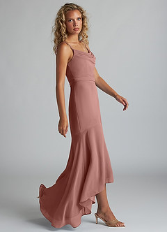 Azazie Summer Bridesmaid Dresses Cedar Rose Mermaid Scoop Cowl Chiffon Dress image3